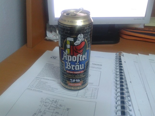 Apostel strong beer on my desk!
