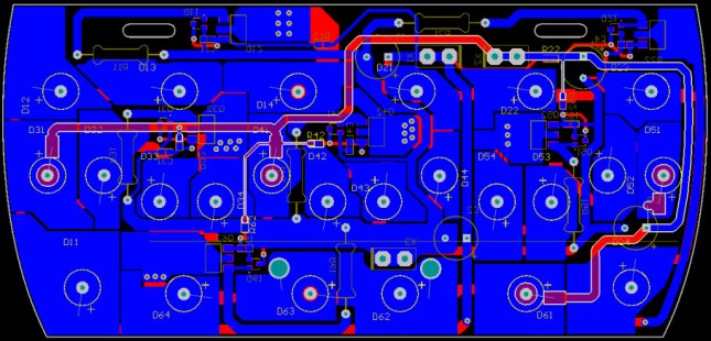 VW Beetle hi flux LED stop lamps pcb bottom view